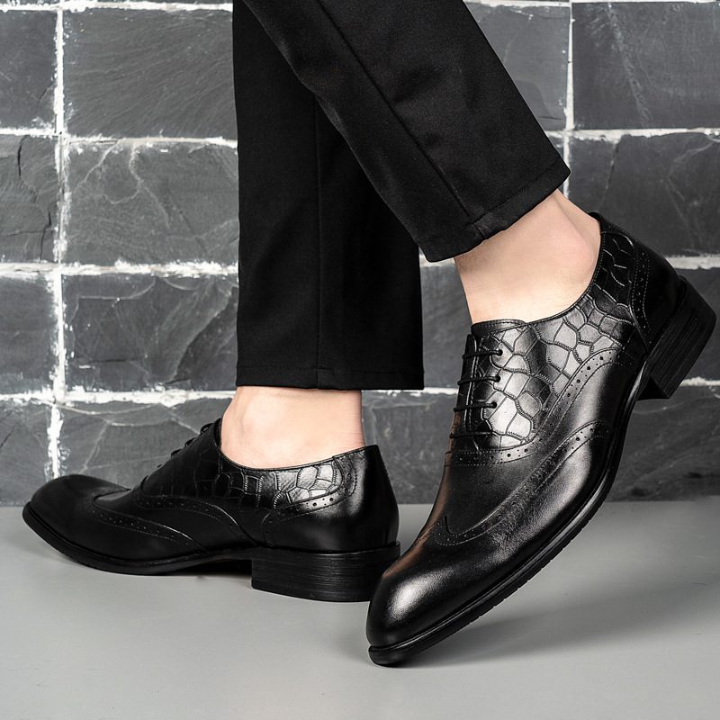 Skinn Oxford-kjolesko For Menn Brogue-sko Utskårne Herresko Business Dress Sko Profesjonell Kjole Sko