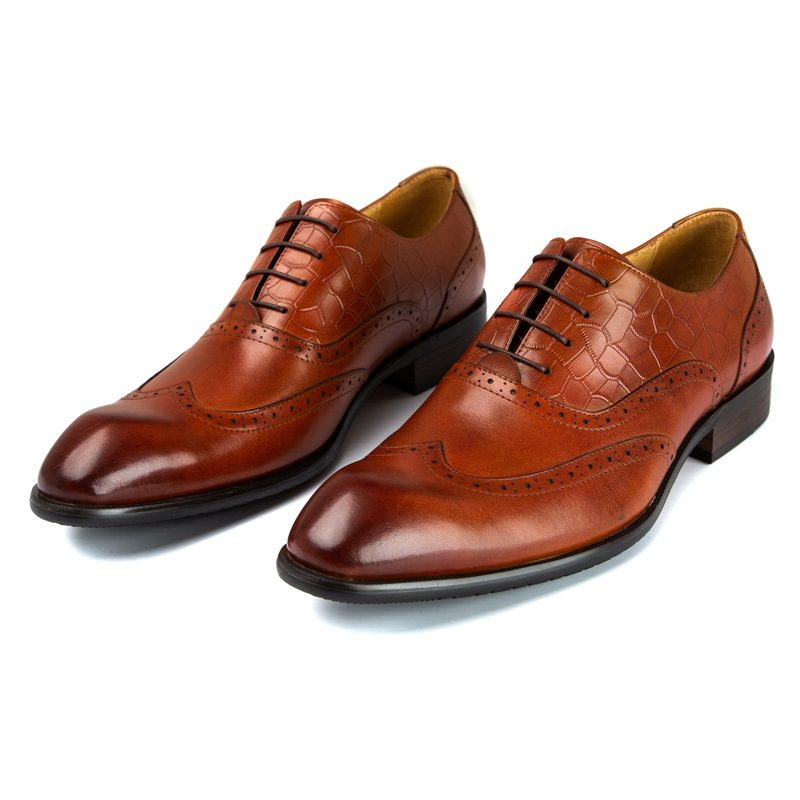 Skinn Oxford-kjolesko For Menn Brogue-sko Utskårne Herresko Business Dress Sko Profesjonell Kjole Sko