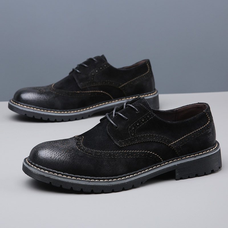 Vår Og Høst Brogue Sko Menns Skinn Business Dress Sko Menn Retro Spiss Kjole Sko Trend