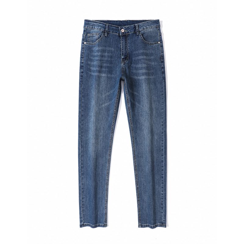 Bomull Jeans For Menn Straight Stretch Bukser Uformell Slim Fit