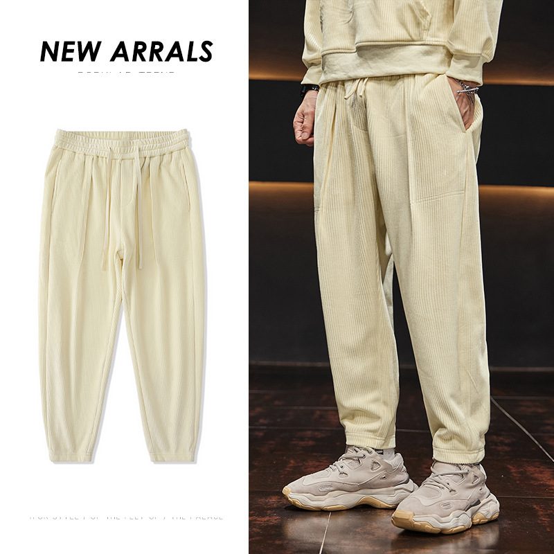 Corduroy Casual Pants Herre Løse Leggings Joggebukse Harem