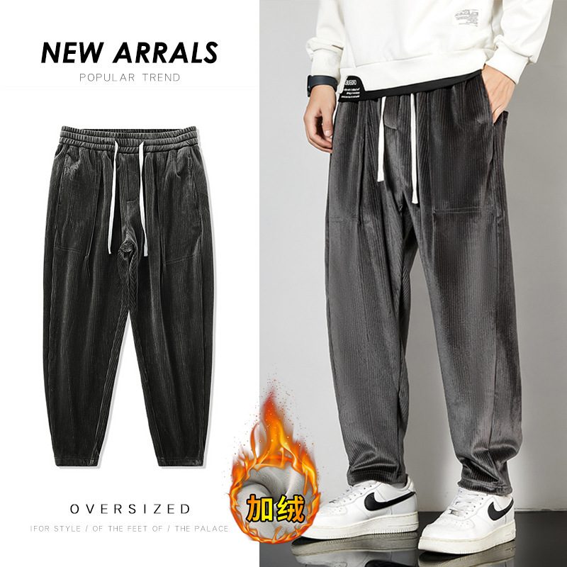 Corduroy Casual Pants Herre Løse Leggings Joggebukse Harem