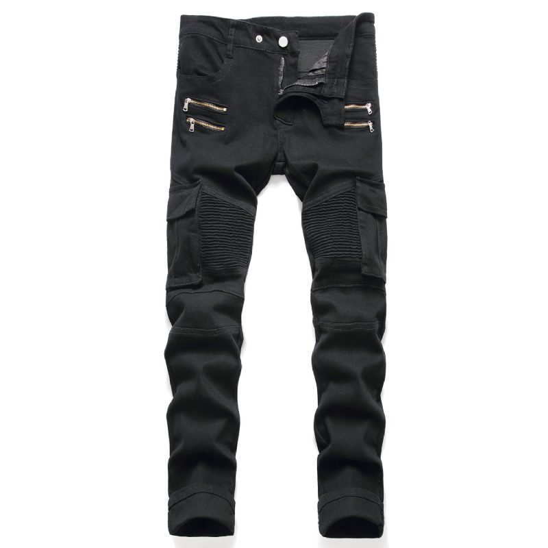 Jeans For Menn Slim Fit Glidelåsbukser