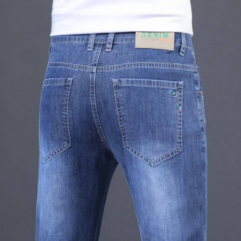 Jeans For Menn Straight Fit Elastisk Trendy Casual