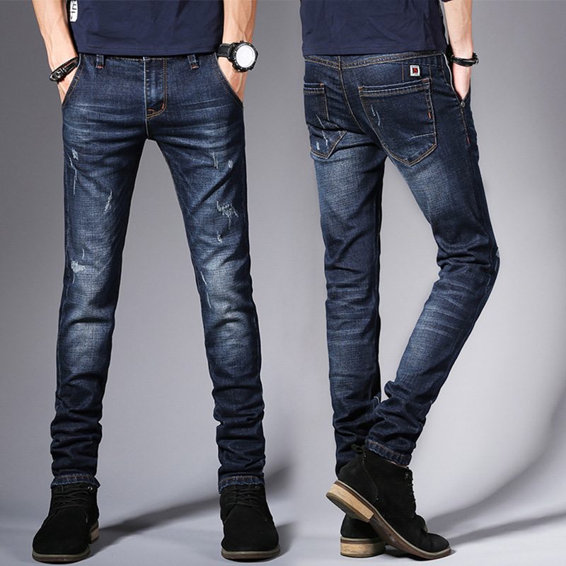 Jeans Herre Slim Fit Casual Vinterbukser