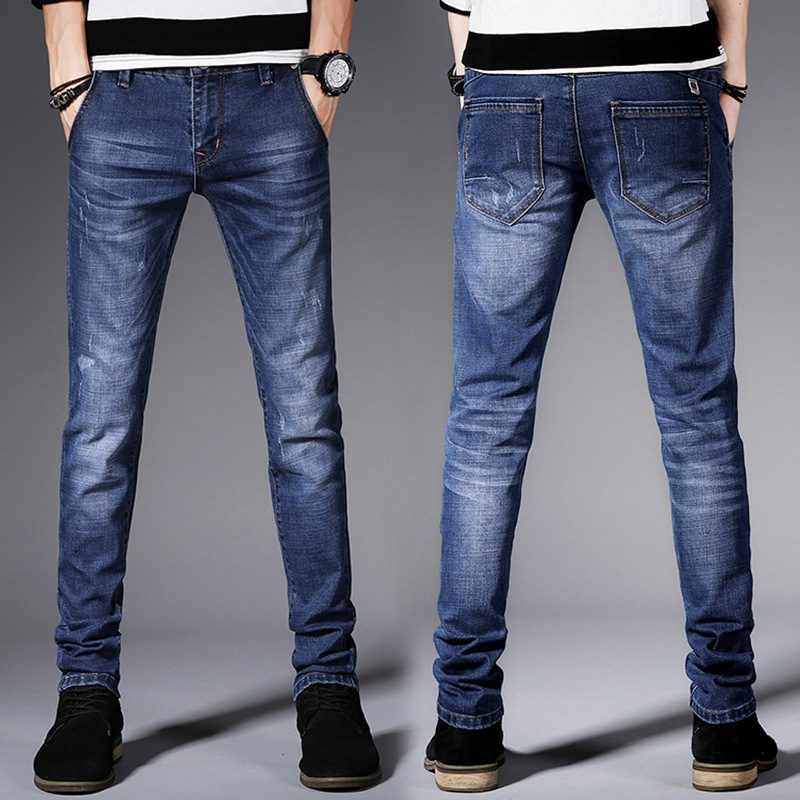 Jeans Herre Slim Fit Casual Vinterbukser