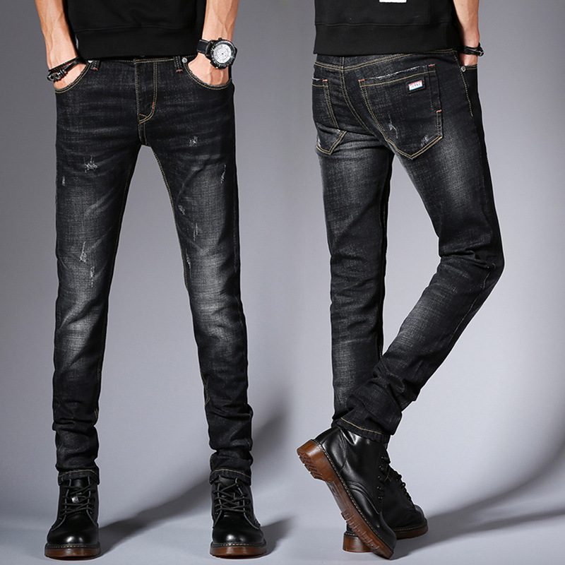 Jeans Herre Slim Fit Casual Vinterbukser