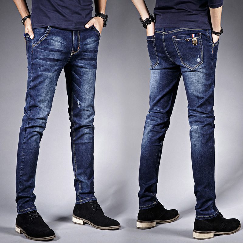 Jeans Herre Slim Fit Casual Vinterbukser