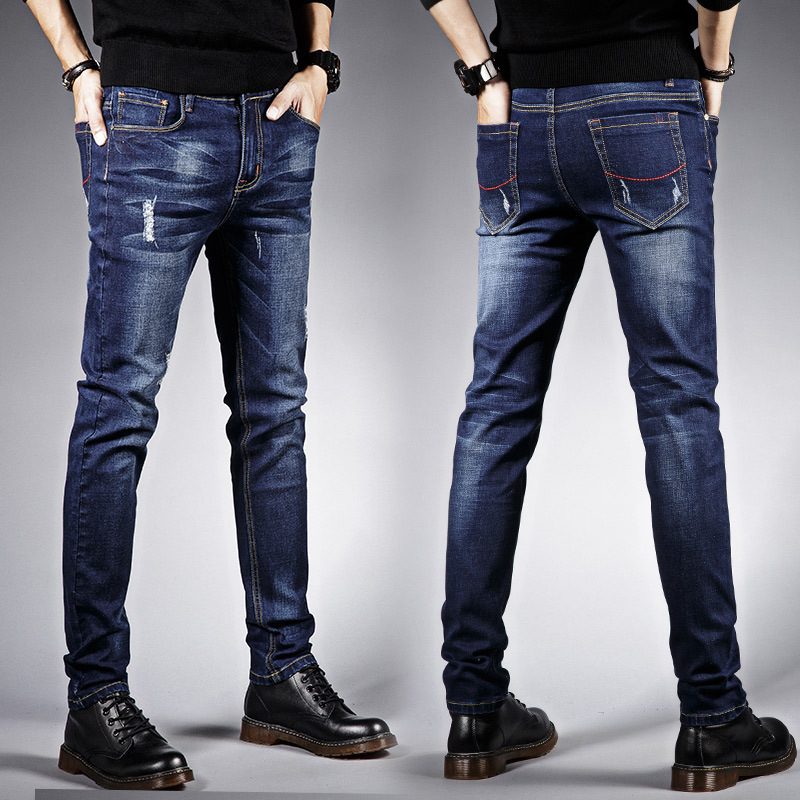 Jeans Herre Slim Fit Casual Vinterbukser