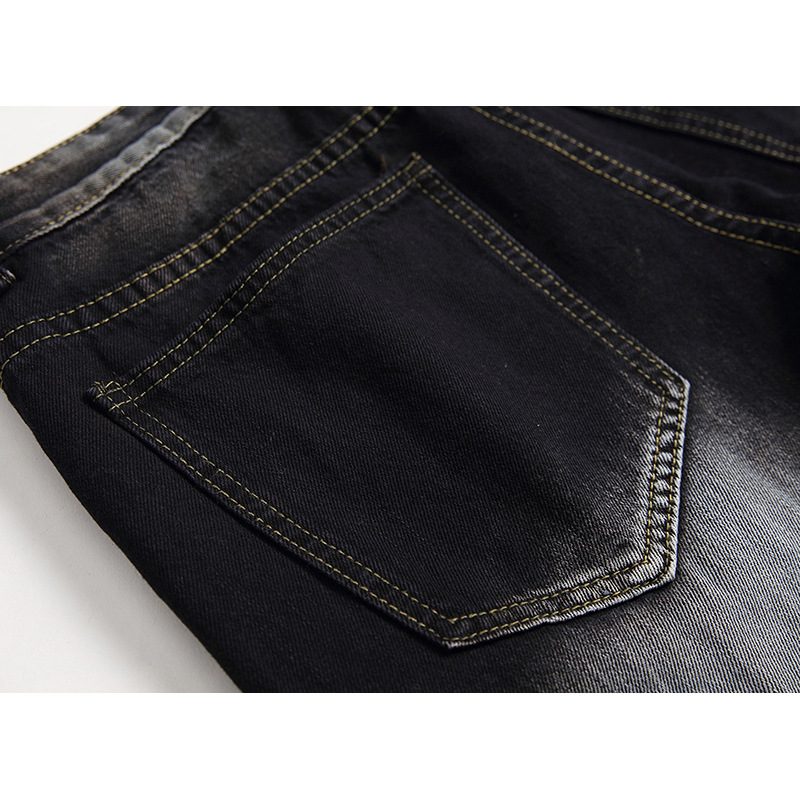 Jeans Herre Svart Straight Mid Rise Glidelås