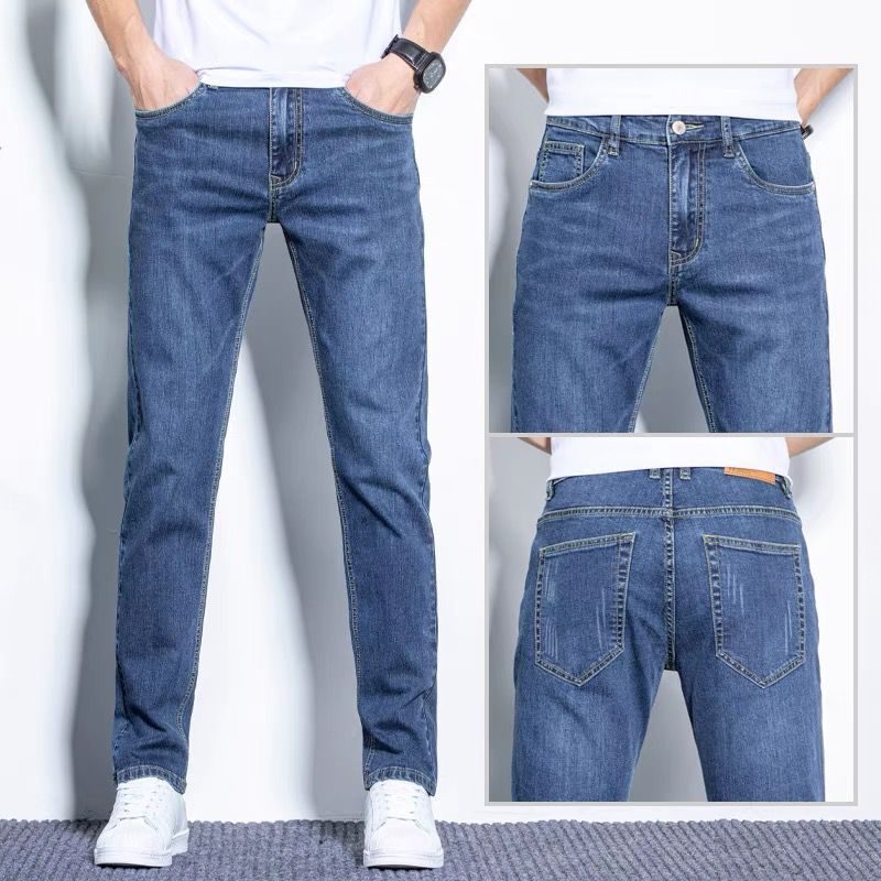 Menns Jeans Løs Straight Stretch Slim Fit Bukser Uformell Trend