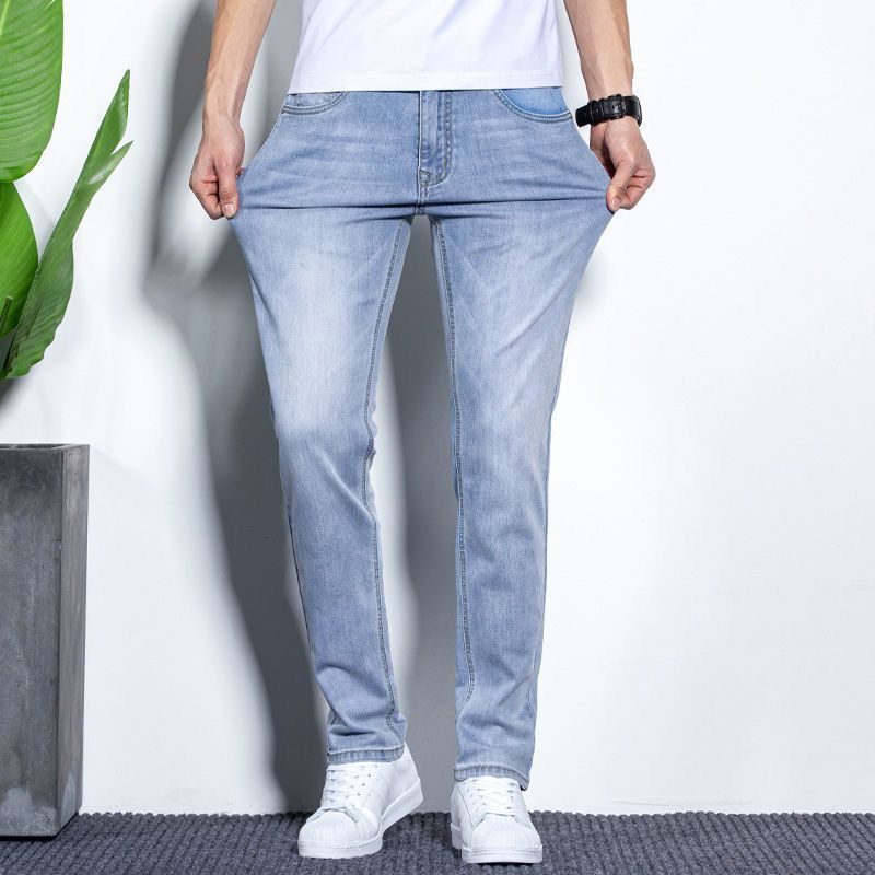 Menns Jeans Løs Straight Stretch Slim Fit Bukser Uformell Trend