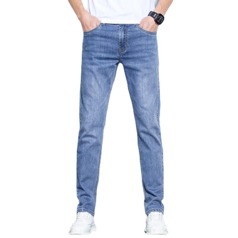 Menns Jeans Løs Straight Stretch Slim Fit Bukser Uformell Trend