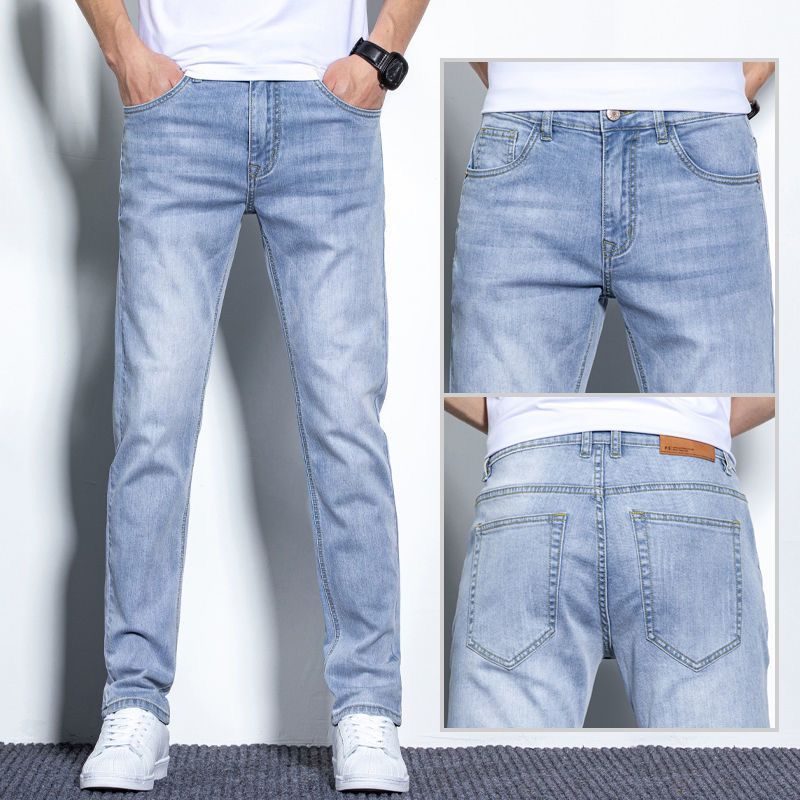 Menns Jeans Løs Straight Stretch Slim Fit Bukser Uformell Trend