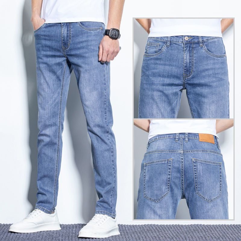 Menns Jeans Løs Straight Stretch Slim Fit Bukser Uformell Trend