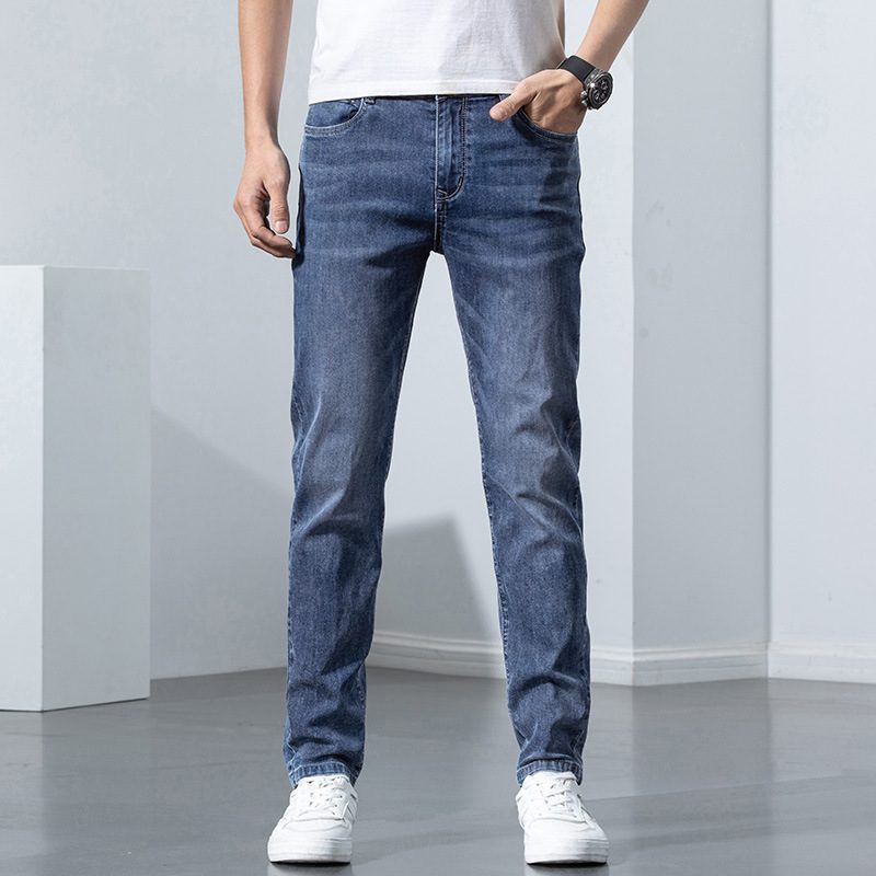 Menns Jeans Løs Straight Stretch Slim Fit Bukser Uformell Trend