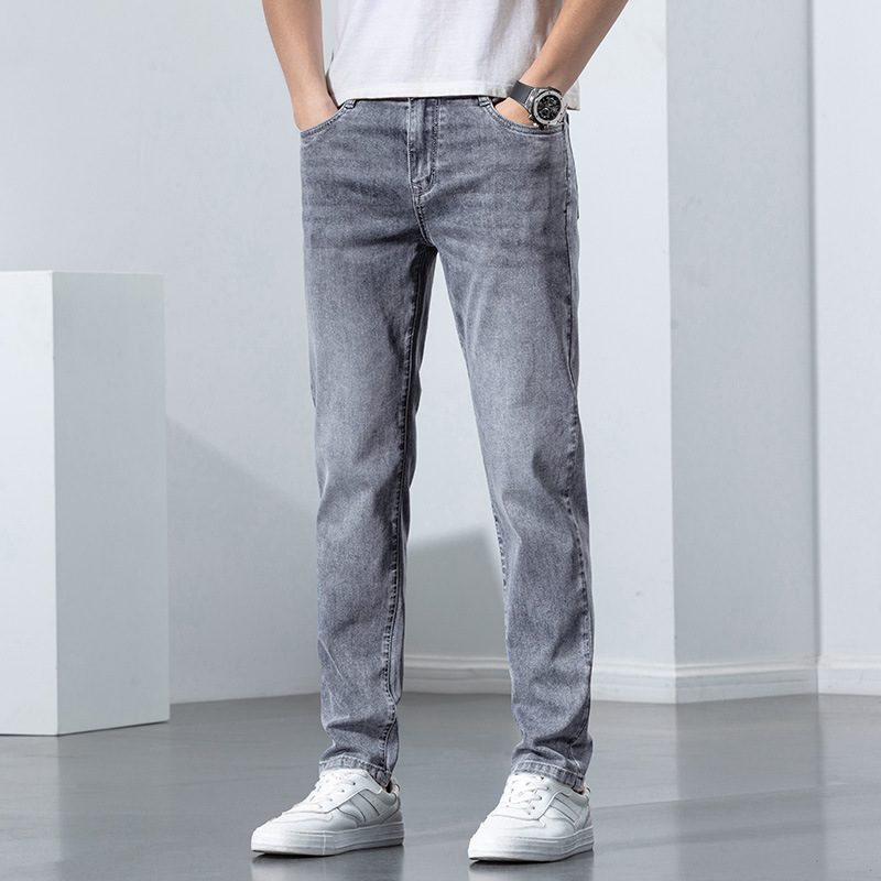 Menns Jeans Løs Straight Stretch Slim Fit Bukser Uformell Trend