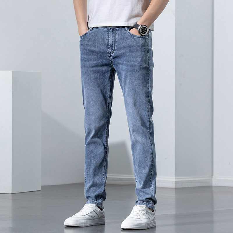 Menns Jeans Løs Straight Stretch Slim Fit Bukser Uformell Trend