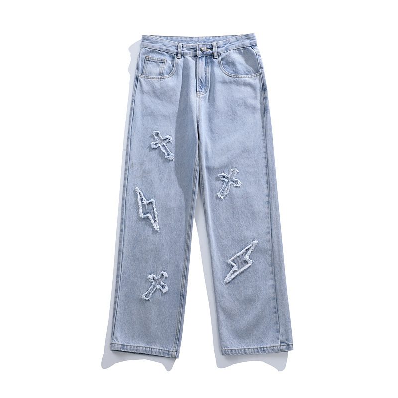 Menns Jeans Rett Brede Ben Retro Løs