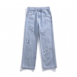 Menns Jeans Rett Brede Ben Retro Løs