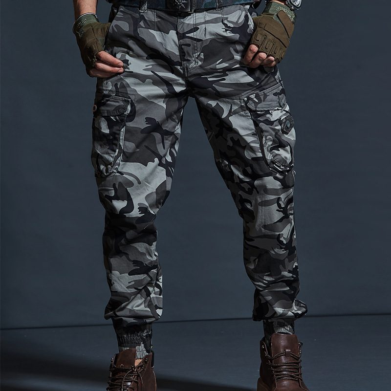 Menns Uformelle Bukser Slim Fit Camouflage Legged Multi Pocket Overalls Sport