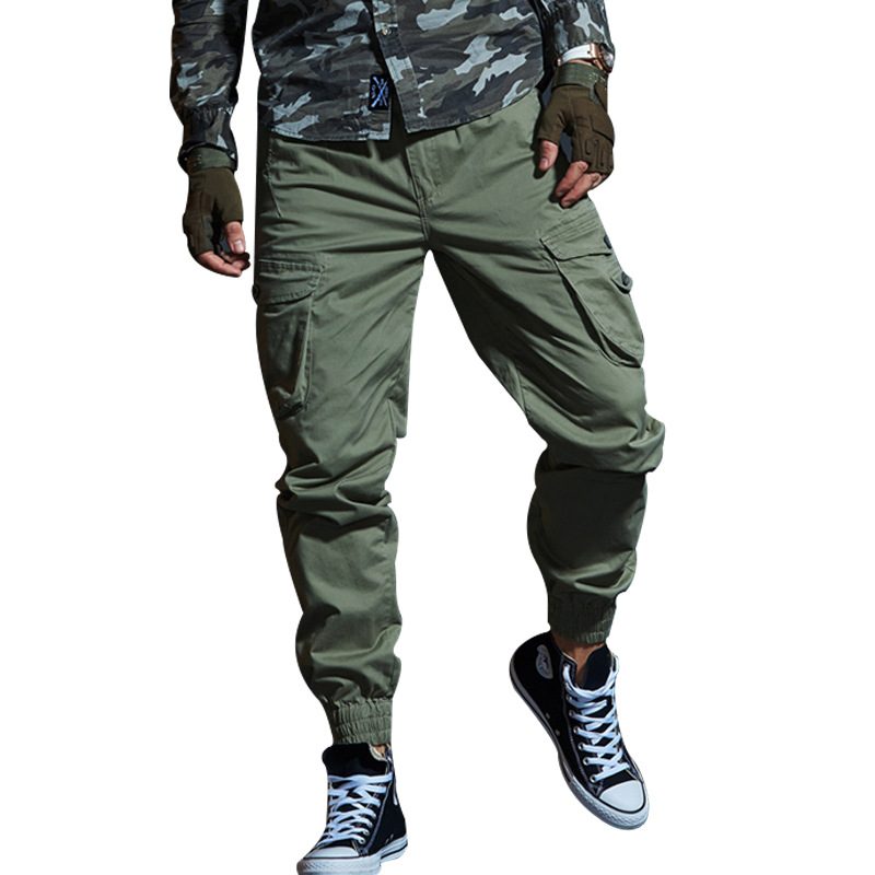 Menns Uformelle Bukser Slim Fit Camouflage Legged Multi Pocket Overalls Sport