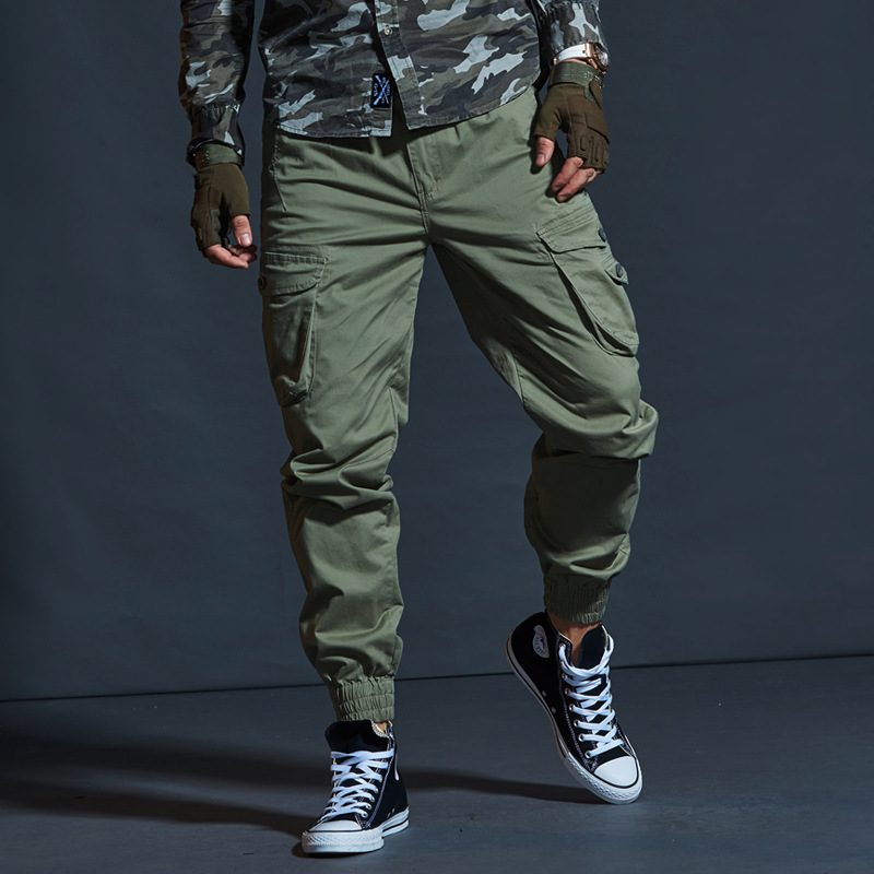 Menns Uformelle Bukser Slim Fit Camouflage Legged Multi Pocket Overalls Sport