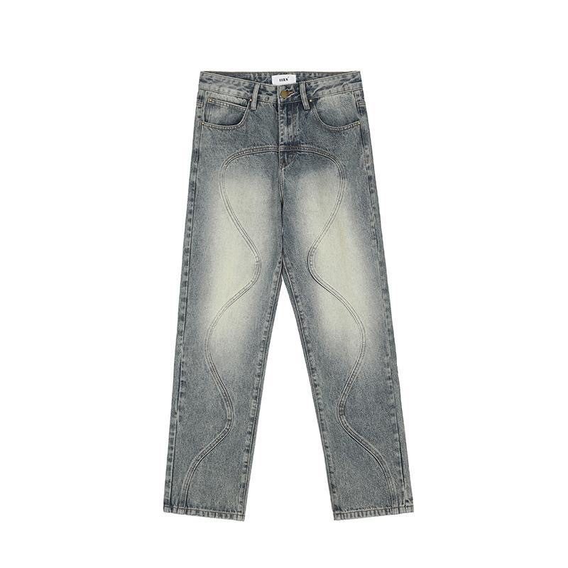 Retro Tredimensjonale Rette Jeans For Menn Løs Mellomhøyde