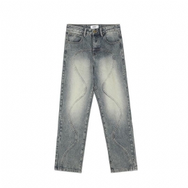 Retro Tredimensjonale Rette Jeans For Menn Løs Mellomhøyde