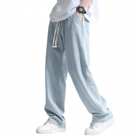 Rette Jeans Menn 2024 Sommer Løse Brede Ben Drapere Gulv Mopping Bukser Casual