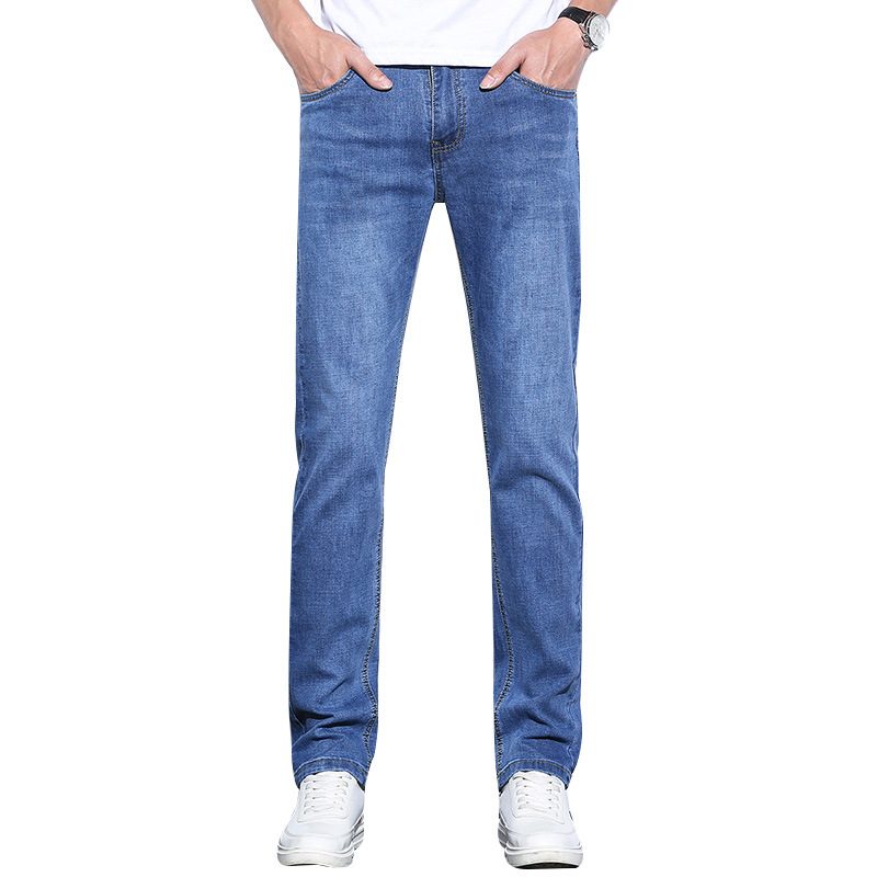 Stretch Jeans Menn Slim Fit Rett Trendy Casual