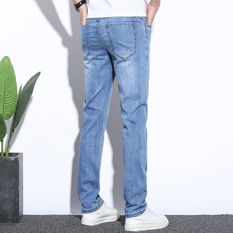 Stretch Jeans Menn Slim Fit Rett Trendy Casual