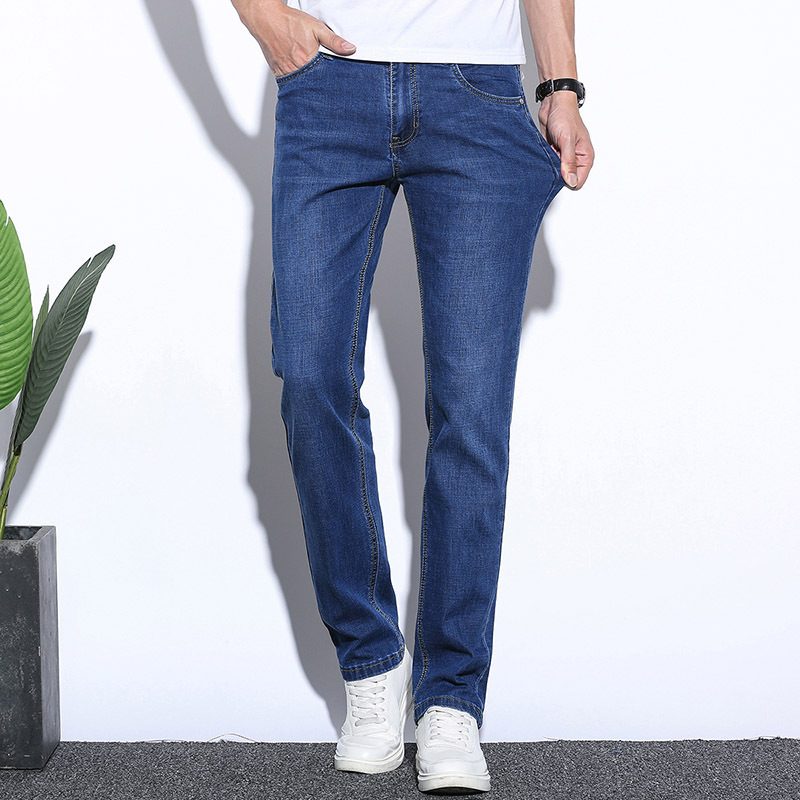 Stretch Jeans Menn Slim Fit Rett Trendy Casual