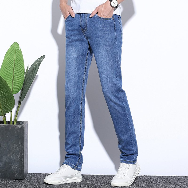 Stretch Jeans Menn Slim Fit Rett Trendy Casual