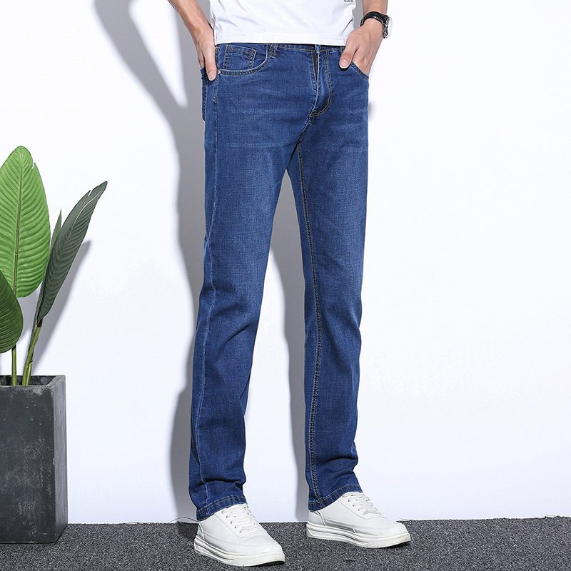 Stretch Jeans Menn Slim Fit Rett Trendy Casual