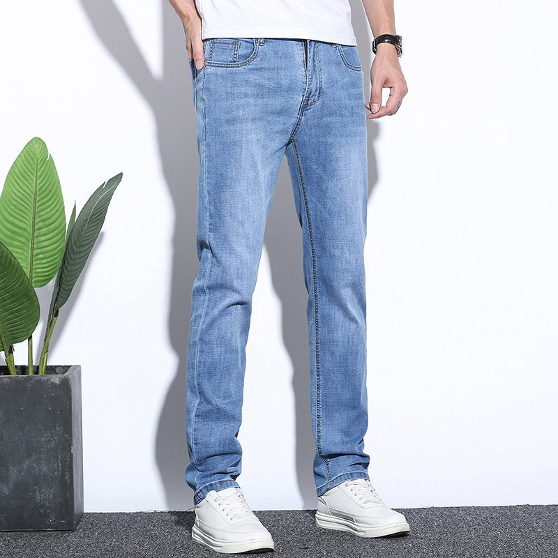 Stretch Jeans Menn Slim Fit Rett Trendy Casual