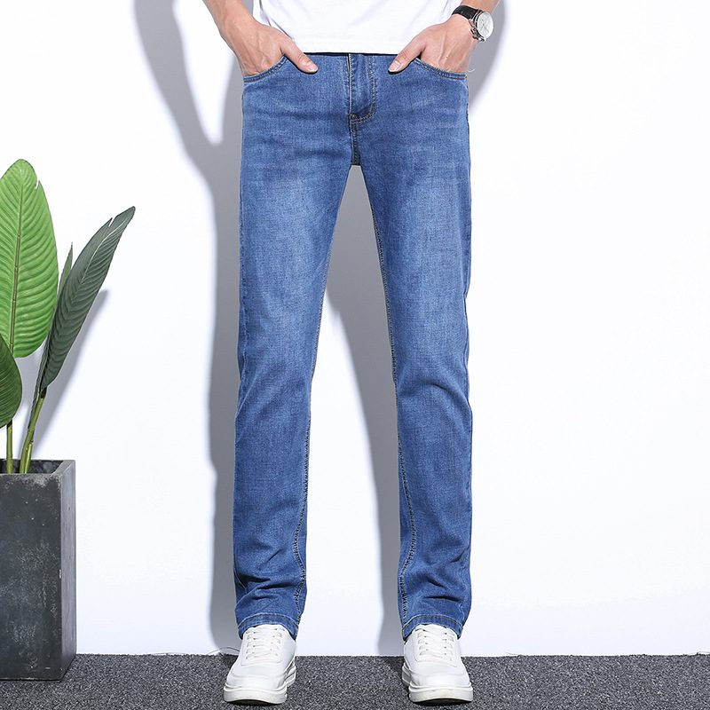 Stretch Jeans Menn Slim Fit Rett Trendy Casual