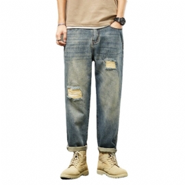 Vintage Jeans For Menn Trendy Ripped Loose Straight Bukser