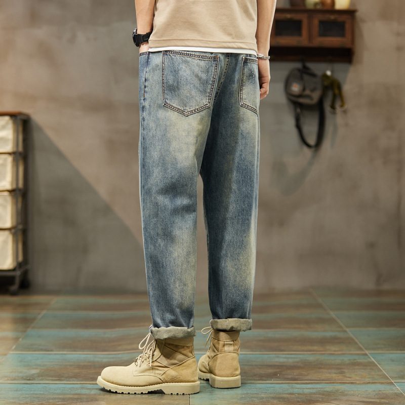 Vintage Jeans For Menn Trendy Ripped Loose Straight Bukser