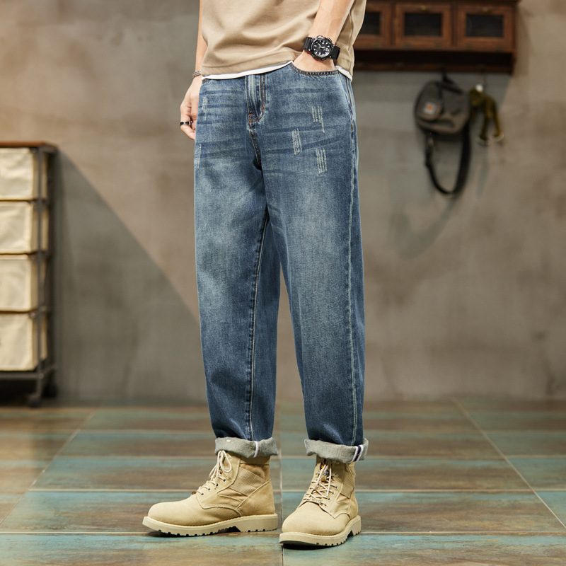 Vintage Jeans For Menn Trendy Ripped Loose Straight Bukser