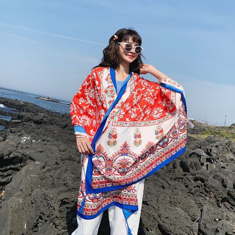 2024 Great Northwest Travel Shawl Kvinne Sommer Anti-ultrafiolett Bomull Lin Ørkenskjerf Silkeskjerf