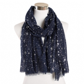 Bronzing Silver Stars Starry Sky Shawl Skjerf Dame Galaxy