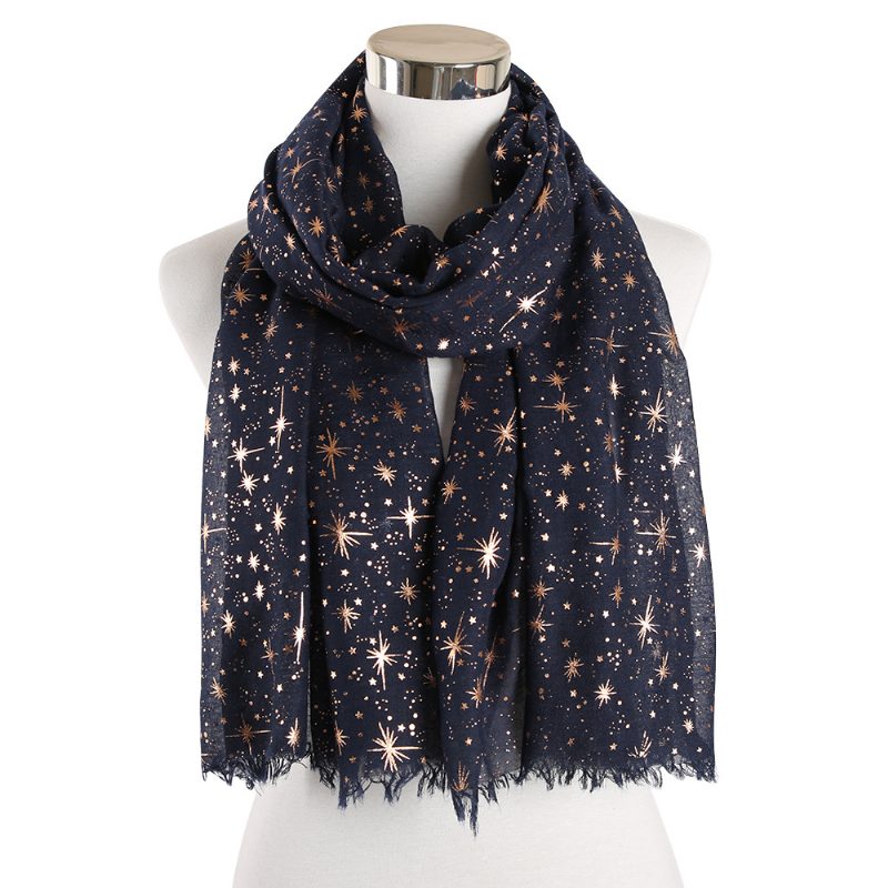 Bronzing Silver Stars Starry Sky Shawl Skjerf Dame Galaxy