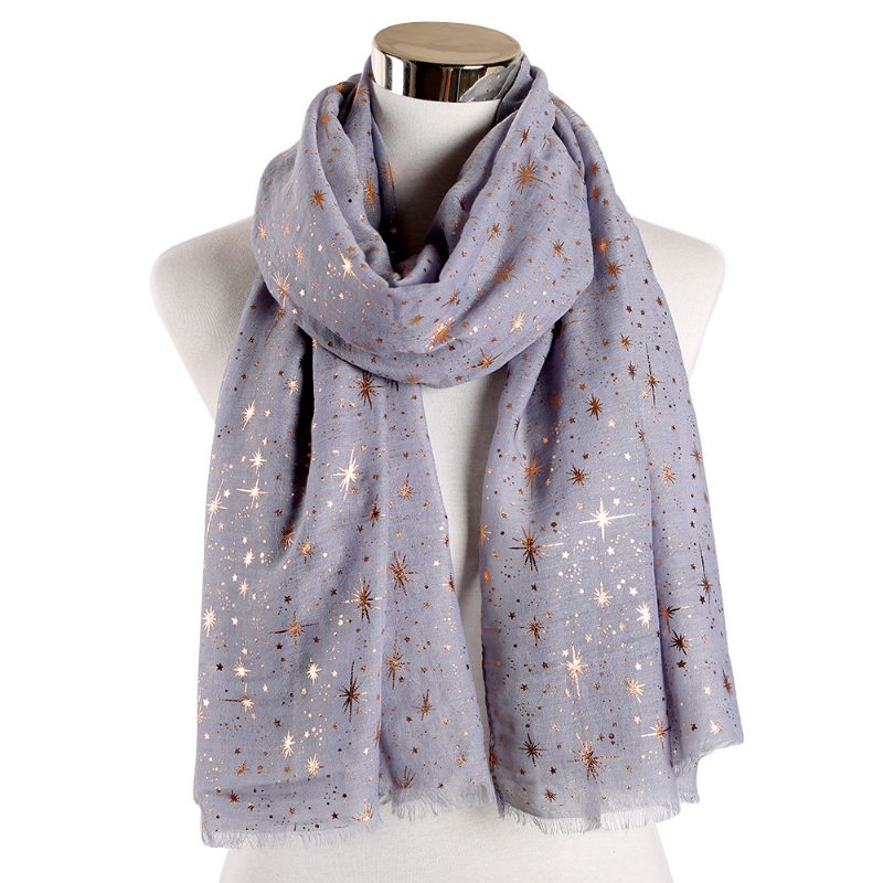 Bronzing Silver Stars Starry Sky Shawl Skjerf Dame Galaxy