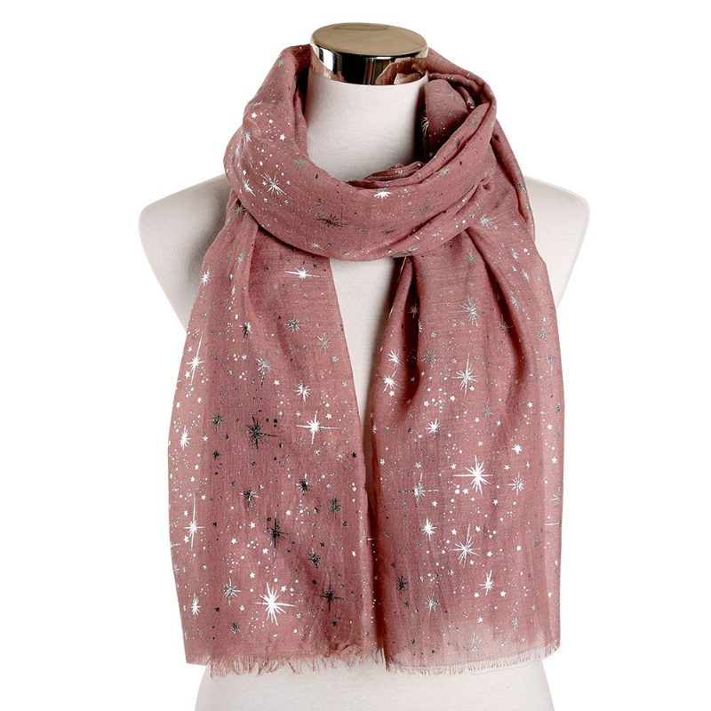 Bronzing Silver Stars Starry Sky Shawl Skjerf Dame Galaxy