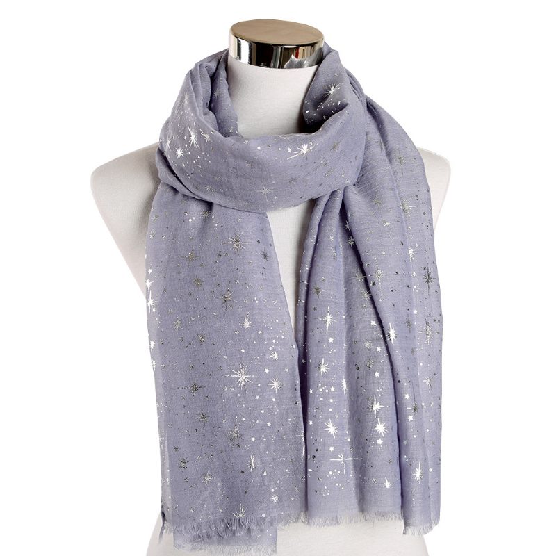 Bronzing Silver Stars Starry Sky Shawl Skjerf Dame Galaxy