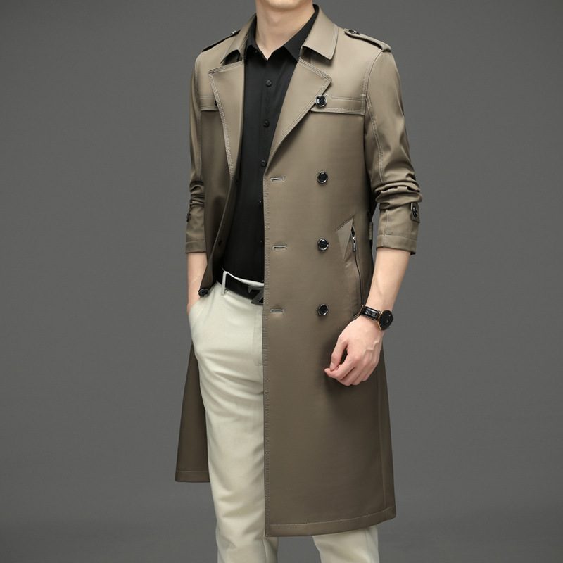 Casual Trench Coat Menn Lang Business Jakke