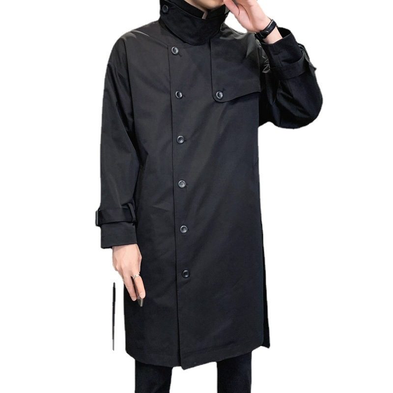 Herrejakke 2024 Ensfarget Business Casual Lang Trenchcoat