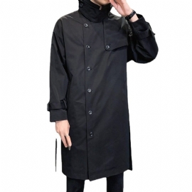 Herrejakke 2024 Ensfarget Business Casual Lang Trenchcoat