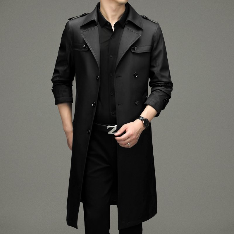 Lange Trenchcoat For Menn Løs Business Casual Dobbel Breasted Trend